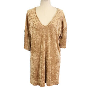 𝅺WE the Free tan luxe velvet velour dress size xs